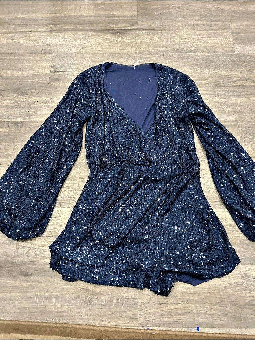 Free People Sequin romper in Blue Size Small
